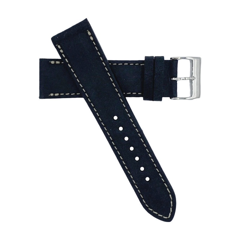 Black sport leather watchstrap - correa de reloj deportiva color negro