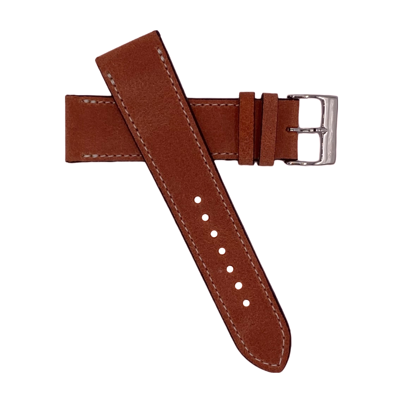 correa de reloj en cuero marrón claro - calf leather watchstap brown light